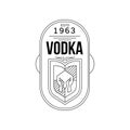 Vodka vintage label design, alcohol industry monochrome badge vector Illustration on a white background Royalty Free Stock Photo