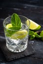 Vodka with water and ice in a glass Cup - alcoholic cocktail Royalty Free Stock Photo