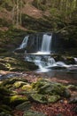 Waterfall Skalni potok in Jeseniky mountains in the Czechia.