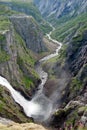 Voeringfossen waterfall and Mabodalen Royalty Free Stock Photo