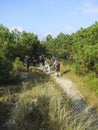 Vogelaars in duinen, Birders in dunes