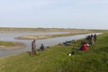 Vogelfotograaf bij het Wagenjot; Bird photographer at the Wagenjot, Texel Royalty Free Stock Photo