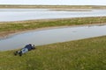 Vogelfotograaf bij het Wagenjot; Bird photographer at the Wagenjot, Texel Royalty Free Stock Photo