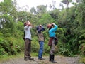 Vogels kijken in nevelwoud / Birdwatching in cloud forest; Santa Royalty Free Stock Photo