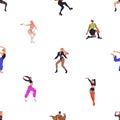 Vogue dancers, seamless pattern. Fashion modern dance style, repeating print. Endless background, sexy sassy young men