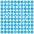 100 vogue icons set blue