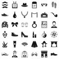 Vogue life icons set, simple style