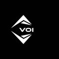 VOI abstract technology logo design on Black background. VOI creative initials letter logo concept