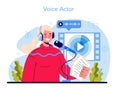 Voice actor concept. Actor dubbing or voicing over a cartoon, movie Royalty Free Stock Photo