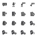 Voice assistant command vector icons set