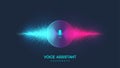 Voice assistant concept. Vector sound wave. Voice and sound recognition equalizer wave flow background. Personal Royalty Free Stock Photo