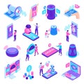 Voice Assistant Isometric Set Royalty Free Stock Photo