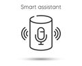 Voice assistant line icon. Smart speaker sign. Radio speaker with microphone symbol. Vector