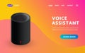 Voice Assistant Smart Home sound recognition system. IOT device web template vector concept for Landing page ui, ux design Royalty Free Stock Photo