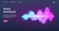 Voice assistant web page. Vector sound wave landing page Royalty Free Stock Photo