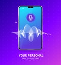 Voice Assistant which Realistic Detailed 3d Mobile Phone. Vector