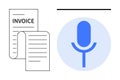 Voice-Assisted Invoice Management with Microphone and Document Elements Royalty Free Stock Photo
