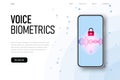 Voice biometric access authentication for personal identity recognition illustration concept. chatbot technology concept