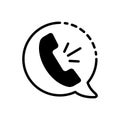 Black solid icon for Voice call, phone and contact