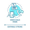 Voice-calls made turquoise concept icon. Chating with smartphone. Cellphone service. Network connection. Roaming idea