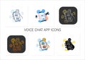 Voice chat app icons set