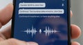 Voice command error on smartphone displaying audio waveform Royalty Free Stock Photo