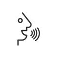 Voice command with sound waves icon in flat style. Speak control Royalty Free Stock Photo