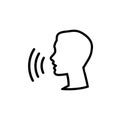 Voice control icon. Speak or talk recognition linear icon, speaking and talking command, sound commander or speech