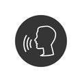 Voice control icon. Speak or talk recognition linear icon, speaking and talking command, sound commander or speech