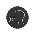 Voice control line icon. Speak or talk recognition linear icon, speaking and talking command, sound commander or speech