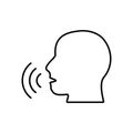 Voice control line icon. Voice command with sound waves vector illustration Royalty Free Stock Photo