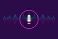 Voice control, recognition voice background. Digital soundwave, voice assistant for music, app, electronics technology background