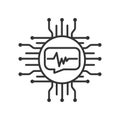 Voice identification black line icon. Recognition system of person. Artificial intelligence technology. Digital access system.