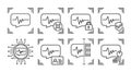 Voice identification scan black line icons set. Concept of: verifying person, blocked user, security, approved, ai, id, scanning,