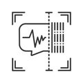 Voice identification scan provides security access black line icon. Recognition system of person. Concept of: authorization, dna