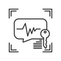 Voice identification scan provides security access black line icon. Recognition system of person. Concept of: authorization, dna