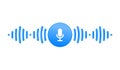 Voice message, audio chat interface and record play bubble, vector messenger playback. Voice message microphone icon with sound