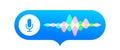Voice message, audio chat and record play bubble, vector messenger playback interface. Voice message icon of microphone button and