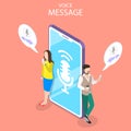 Voice message isometric flat vector conceptual illustration.