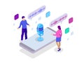 Voice message or recording voice. Isometric vector illustration