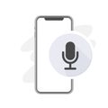 voice message on smartphone, mic recorder, radio microphone icon in grey color, record equipment. sound mic for karaoke