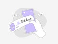 Voice Messaging Concept. Voice chat messaging, receive event notifications. Hand holding mobile phone with social