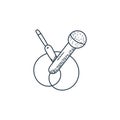 voice microphone icon vector from music concept. Thin line illustration of voice microphone editable stroke. voice microphone