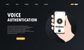 Voice personal identity recognition and access authentication. Voice biometric access authentication. Chatbot technology concept.