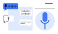 Voice Recognition and AI Communication Concept with Microphone, Chat Bubbles, and Binary Code Royalty Free Stock Photo