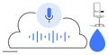 Voice Recognition in Cloud Computing with Modern Interface and Symbolic Elements Royalty Free Stock Photo