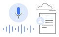 Voice Recognition and Cloud Document Processing with Audio Wave Visualization Royalty Free Stock Photo