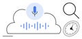 Voice Recognition Cloud with Search and Time Tracking Elements Royalty Free Stock Photo