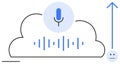 Voice Recognition Concept with Cloud Storage, Microphone, Sound Waves, and Data Analysis Royalty Free Stock Photo