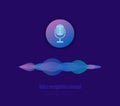 Voice recognition concept vector illustration. Microphone button and sound imitation waves